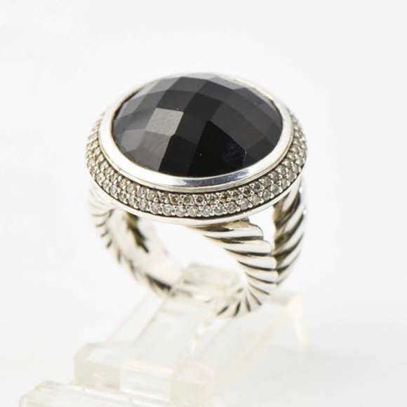 David Yurman Jewelry - David Yurman Ring- round onyx with pave diamond
